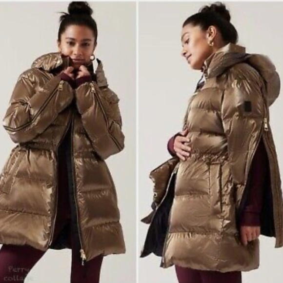 Athleta Jackets & Blazers - Athleta x Alicia Keys Gold Metallic Puffer Jacket